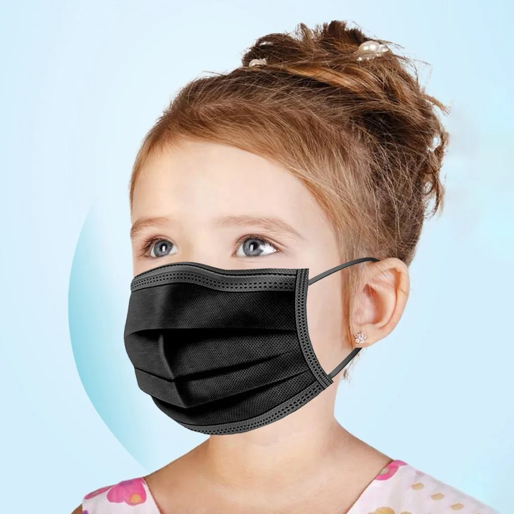 10pcs Children Black Four Layers Disposable Dustproof Face Mask With Elastic Earloop For Boys And Girls Breathable Cover | Красота и