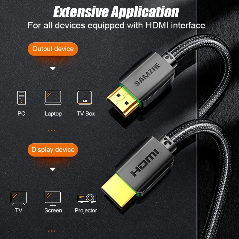 Кабель SAMZHE HDMI 4K HDMI2.0 тонкий кабель с поддержкой 3D Ethernet для HDTV компьютера ноутбука
