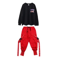 kid cool hip hop clothing sweatshirt oversized top streetwear tactical cargo jogger pants for girls boys dance costume clothes