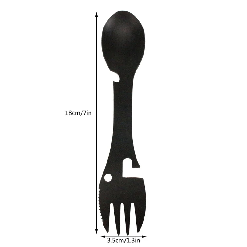 Hot Outdoor Multi-Purpose Camping Knife And Fork Spoon Picnic Gadget Tool Opener 5 In 1 Tableware 1Pcs |