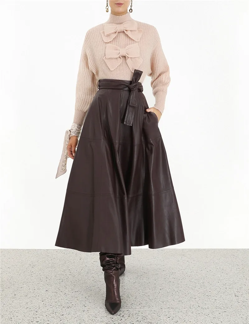 Женский укороченный свитер с бантом трикотажный подиумный пуловер высоким