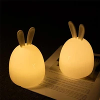 7 colors silicone bunny lamp led night light lovelyrabbit usb rechargeable touch sensor colorful night lamp for decoration gift