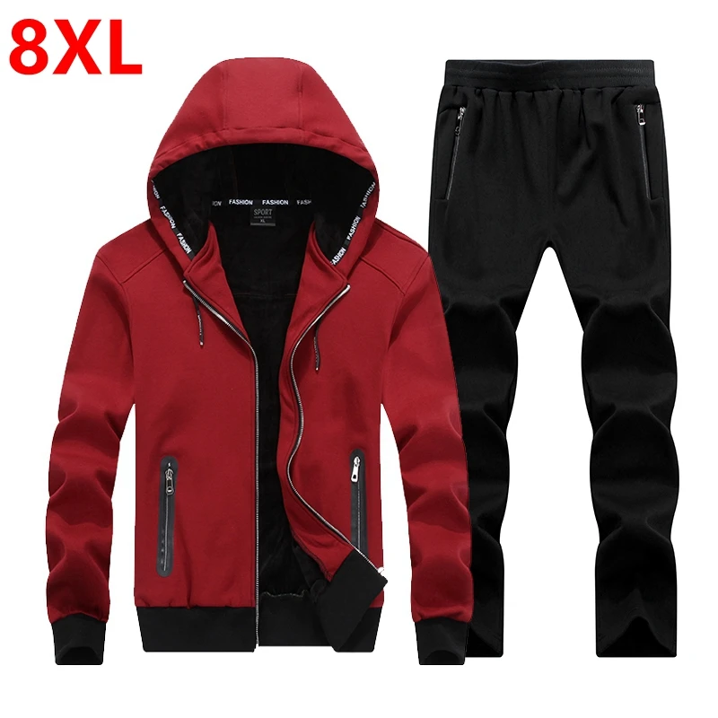 

Large size 7X 6XL 8XL Men zipper male Hooded suit CoolLarge size 7X 6XL 8XL Men hood Mens Tracksuit Leisure Mens Sporting set