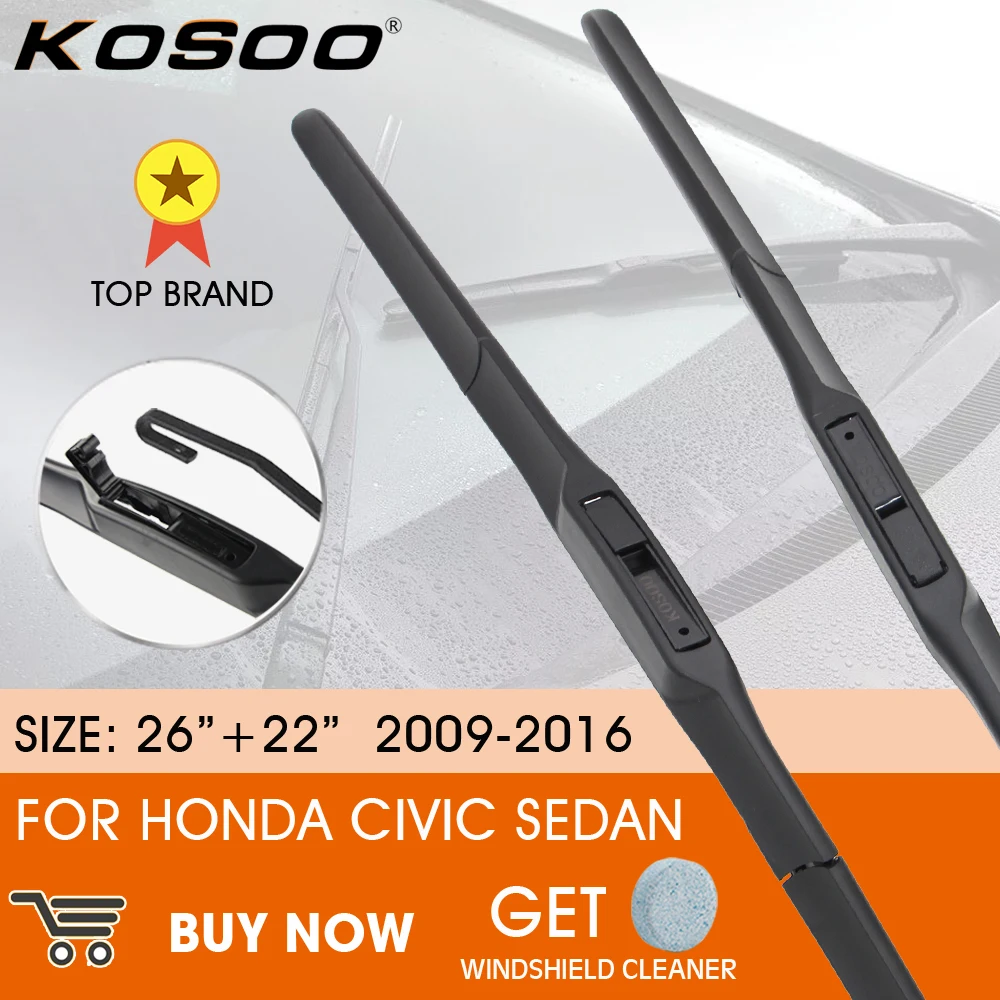 KOSOO Car Wiper Blade For Honda Civic Sedan 2009 - 2016 LHD / RHD Front Window Windshield Windscreen Wiper Blades 26