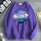 Толстовка Vaporwave Mountain Fuji мужская с принтом, Модный пуловер с капюшоном в стиле хип-хоп, Свободный свитшот с комиксами, Повседневная флисовая толстовка