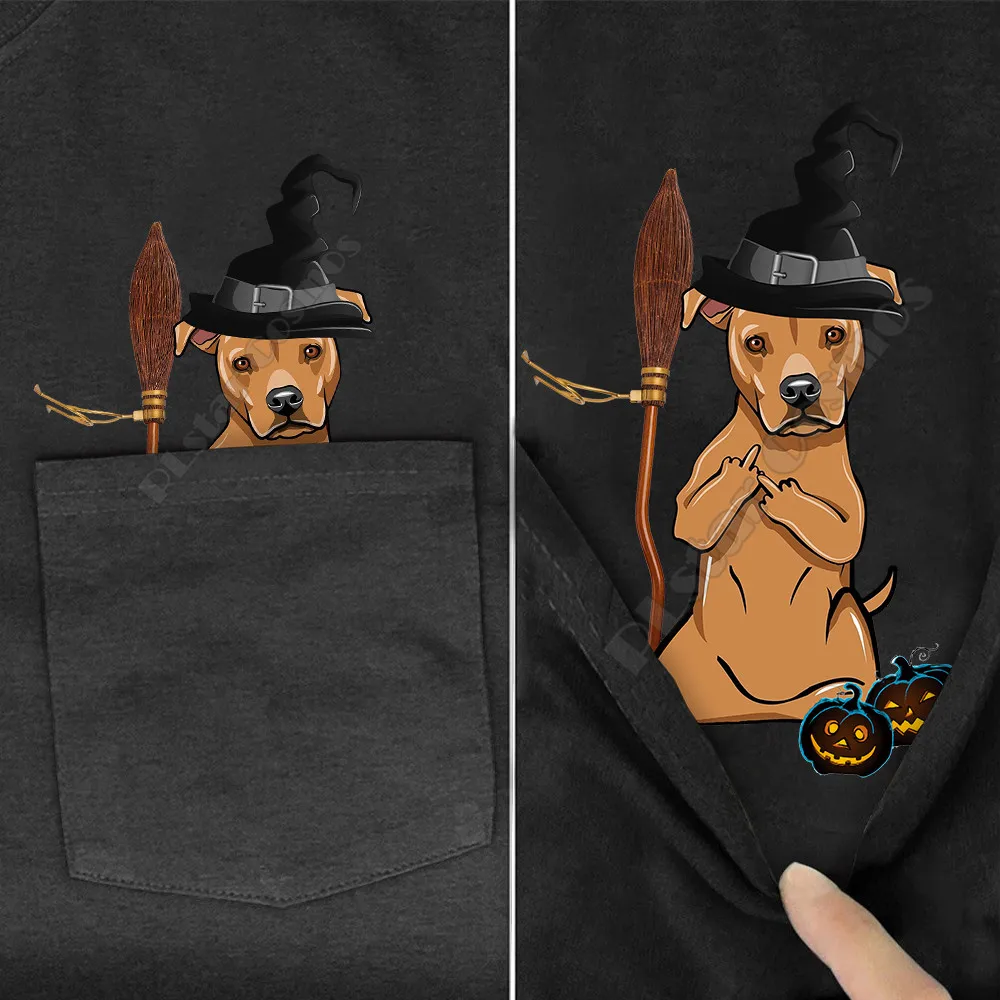 

Футболка PLstar Cosmos с карманами для Хэллоуина, футболка с принтом питбуля, мужские и женские Рубашки, Топы, забавные хлопковые черные футболки, ...