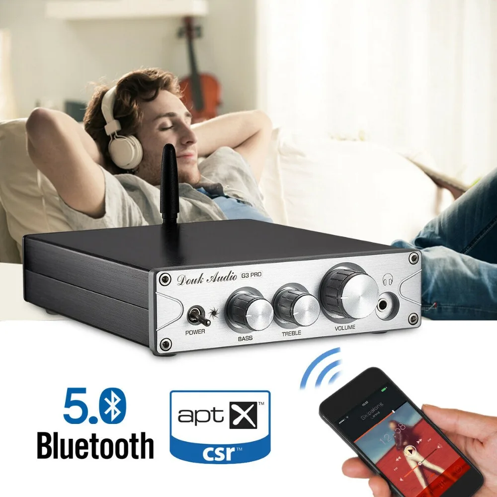 Douk аудио HiFi TPA3116 Bluetooth 5,0 APTX ES9018K2M DAC стерео усилитель мощности усилитель для наушников 200 Вт
