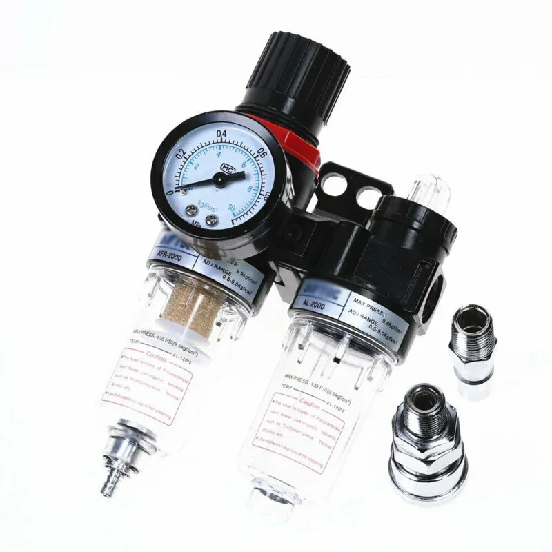 

1pc Pressure Gauge Air Compressor Filter Oil- Pneumatic AFR2000+AL2000 Replace