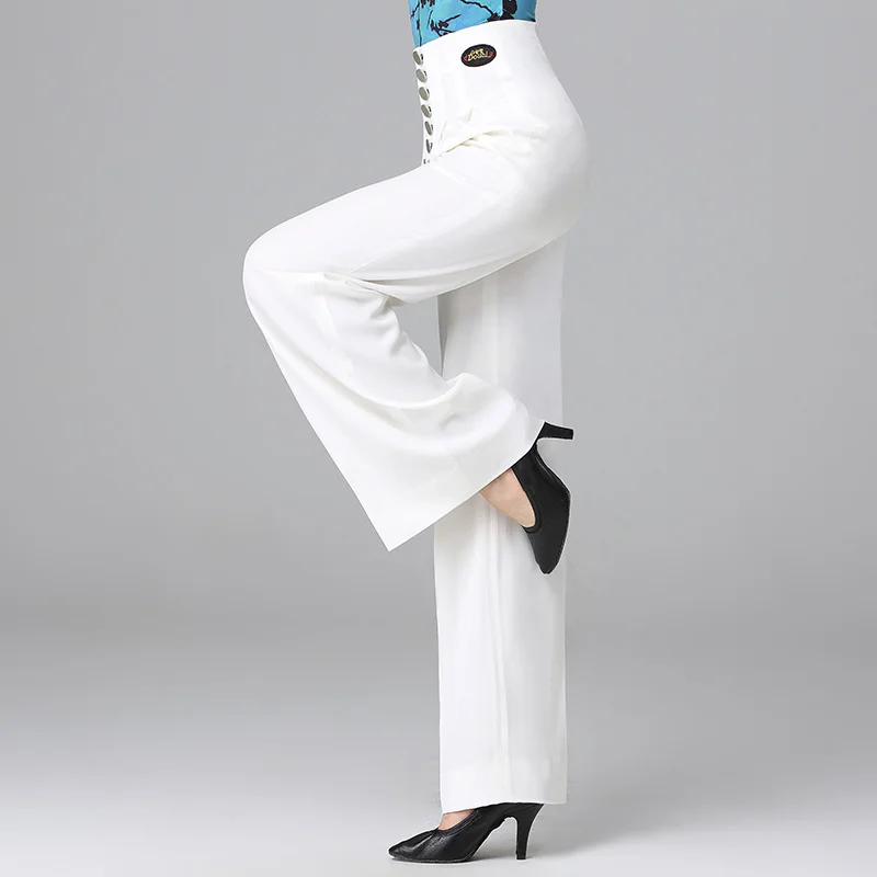 Женские штаны для бальных танцев белые с высокой талией танцев|Бальные танцы| |