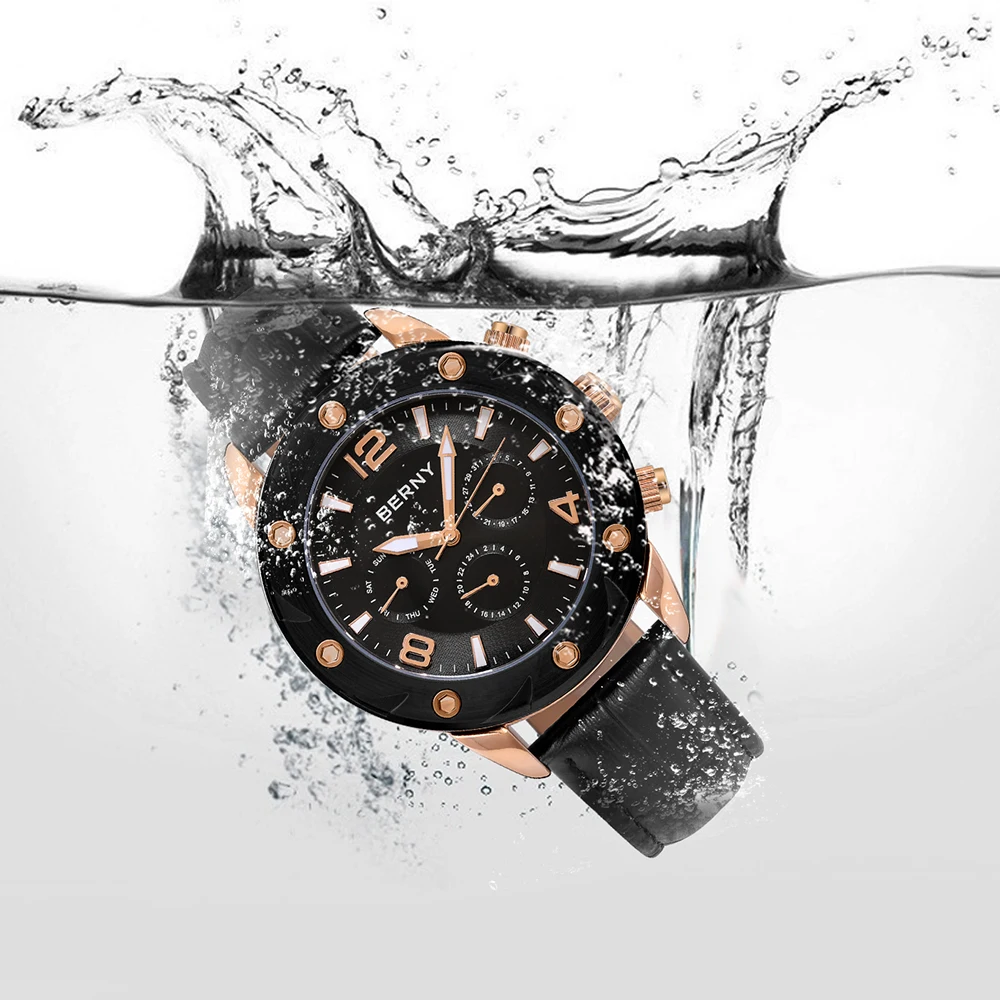 Men Watch Swiss Multi-function Quartz Stainless Steel Case Luxury Waterproof Man Wristwatch Male Clock Relogio Masculino enlarge