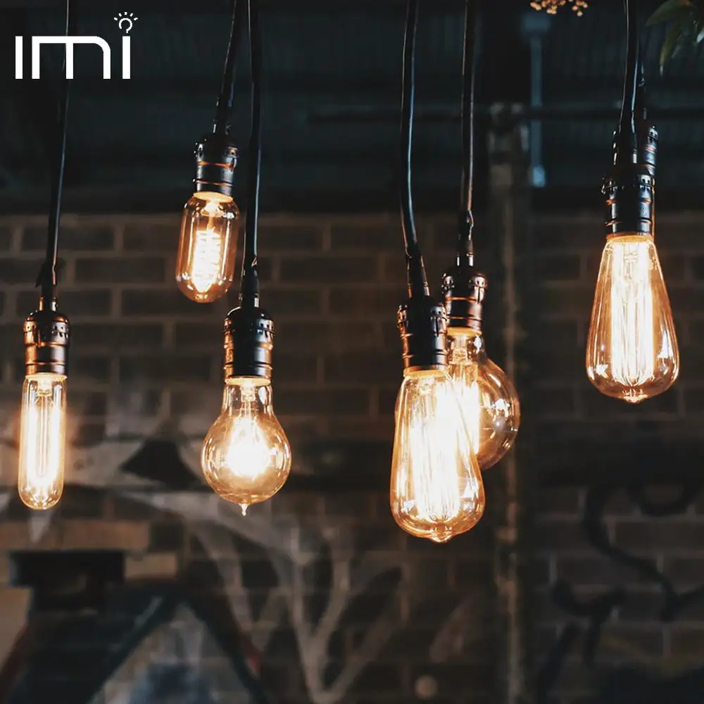 Винтажная лампа накаливания Эдисона E27 Ретро 220 В 40 Вт ампула античная ST64 T10 T30 T45 G95