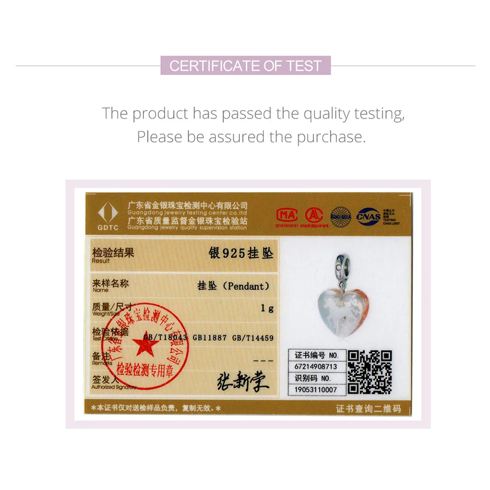 

WOSTU 925 Sterling Silver Heart Shaped Charms Pony Bead Pendant Fit Original Bracelet Necklace DIY Jewelry Gift CQC1886