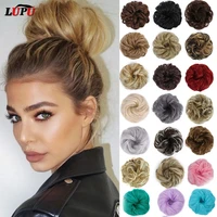 lupu curly messy chignon with rubber band synthetic hair extensions black brown donut hair bun high temperature fiber hairpieces