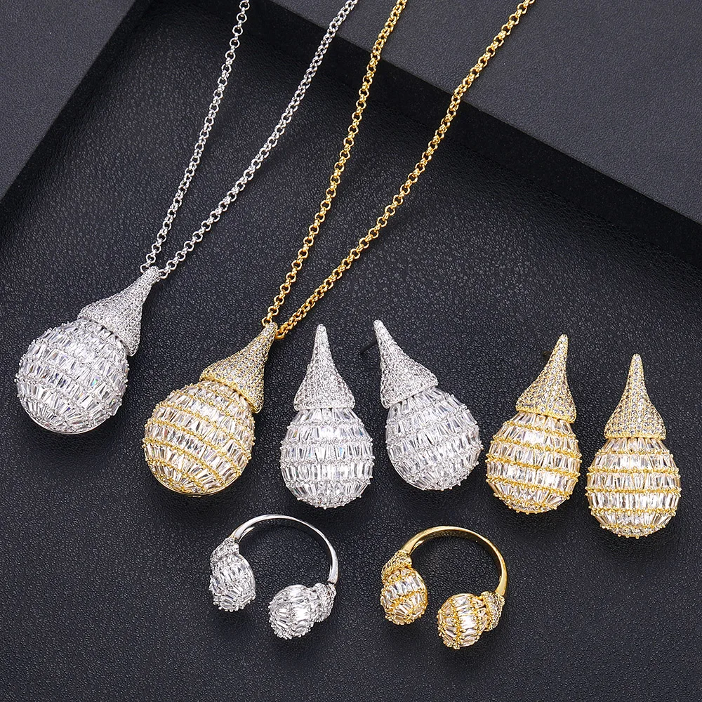 Jankelly нигерийские 2 шт Свадебные циркониевые Ювелирные наборы для женщин вечерние