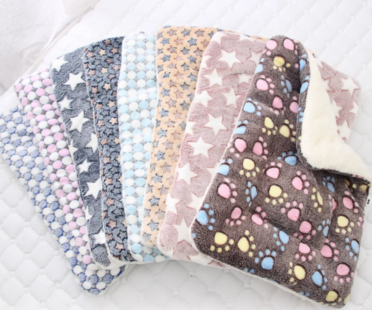 Зимняя теплая кровать для собаки мягкое Флисовое одеяло животных кошачьего