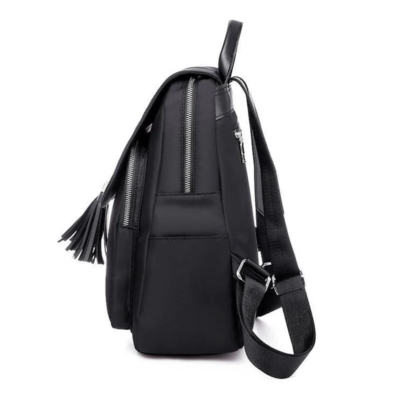 FengDong женский простой черный маленький рюкзак модная сумка с кисточками