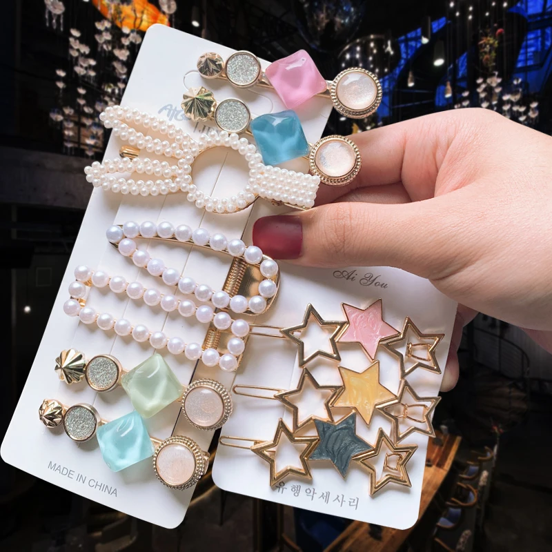 3 шт./компл. Женская модная искусственная жемчужина НОВЫЕ геометрические заколки