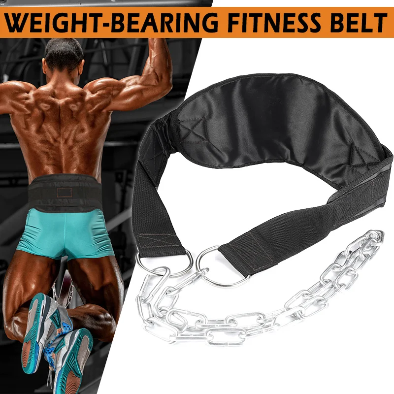 

Newly Fitness Dip Belt with Heavy Duty Steel Chain Double Stitching Weightlifting Bodybuilding Belt S66