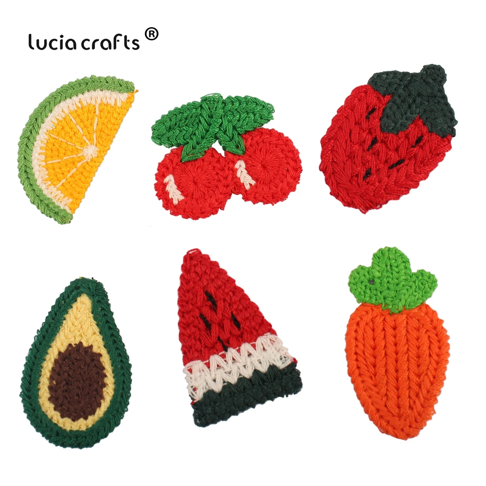 

10pcs/6pcs Carrot Fruit Cherry Crochet Knitted Patches Appliqued Needlework DIY Sewing Clothes Crafts Headwear Decor L0823