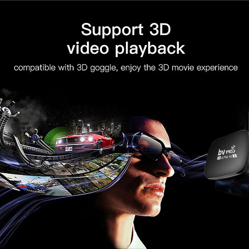ANDROID TV BOX с Bluetooth BV Pro Smart Tv Box четырёхъядерным процессором стандартным Wifi Android Media