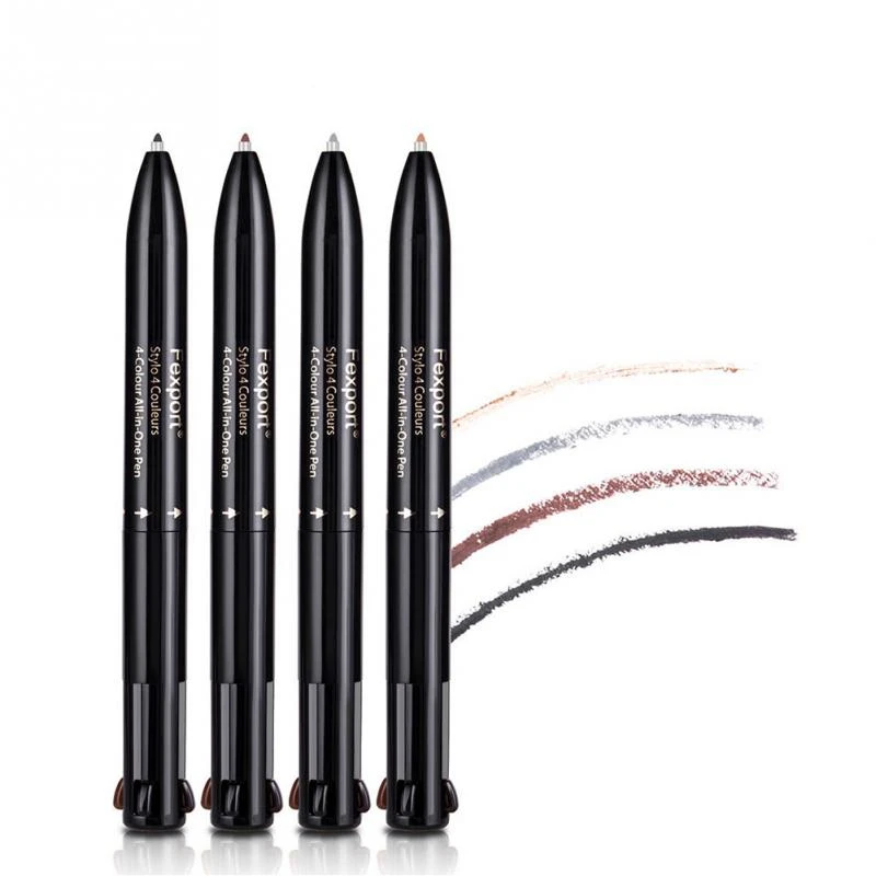 4 в 1 карандаш для бровей черный + серый кофе коричневый цвета подводка глаз и