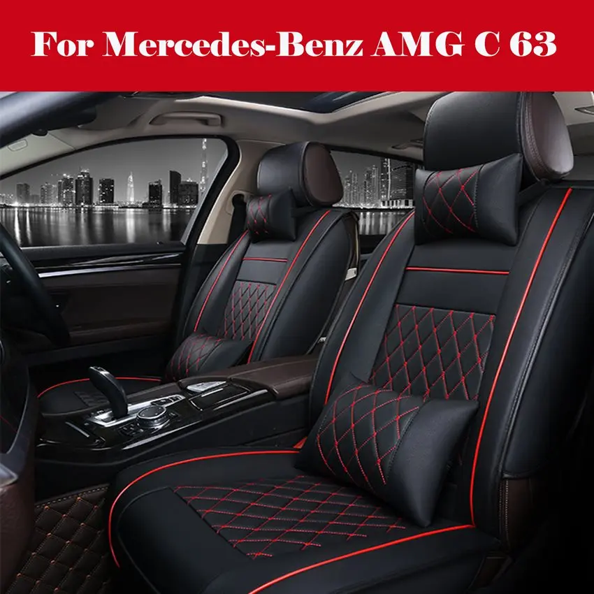 

Luxury Car Seat Covers PU Leather 5-Seats Front+Rear SUV Truck Cushion Full Set For Mercedes-Benz AMG C 63