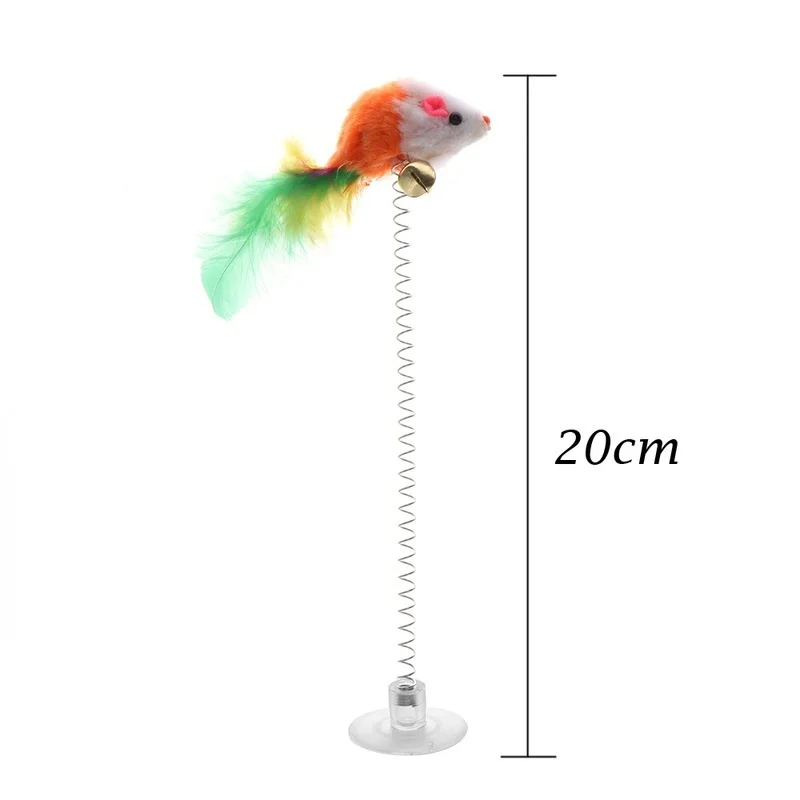 

Cat Interactive Toy Stick with Small Bell Mouse Retractable Feather Bell Artificial Colorful Cat Teaser Toy Pet Supplies