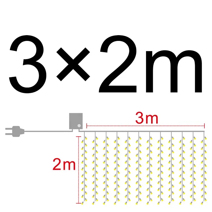 1 3x1/3x2/3x3 м светодиодный гирлянды-сосульки, рождественские сказочные огни, гирлянды для улицы, дома, для свадьбы/вечерние/занавески/украшения сада - Испускаемый цвет: 1