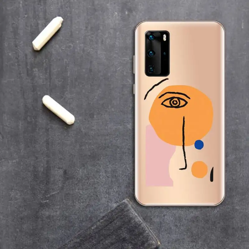 

Art Retro Abstract Geometric Phone Case Transparent for huawei P 40 30 20 lite pro smart 2019 honor 8X 10i 10 coque