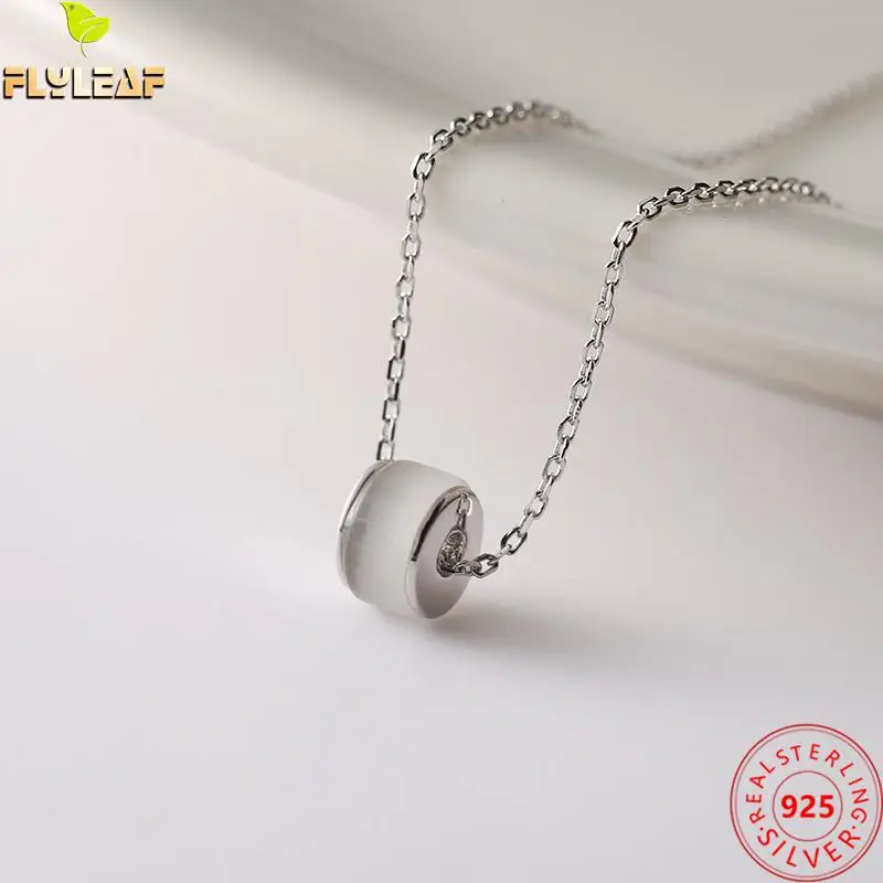 

Ожерелье из настоящего стерлингового серебра 925 пробы для женщин, опаловые вращающиеся бусины, модная цепочка, Изящные Ювелирные украшения,...