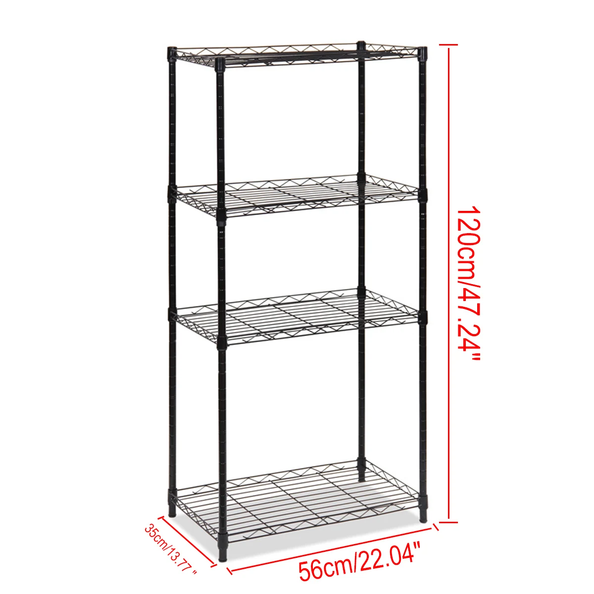 

4-Tier Steel Wire Shelving Unit Organizer Rack Holder Home Kitchen Storage Shelf Bookshelf Storage Books Display Adjustable