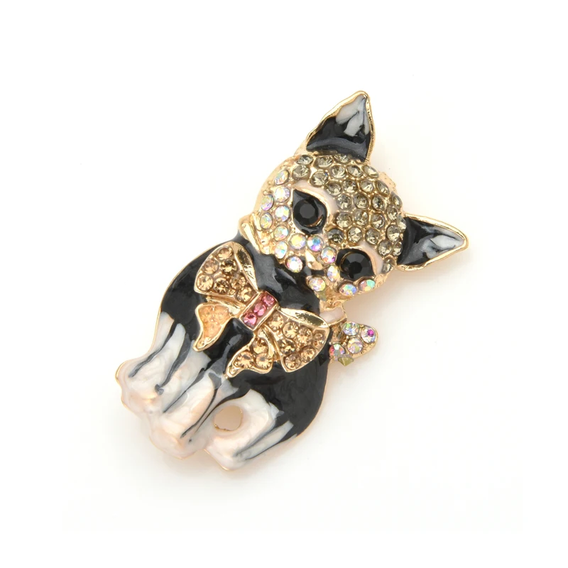 Классические эмалевые Броши Wuli &amp baby в виде стразы эмаль броши-кошки женские