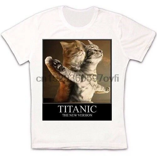 Футболка в стиле ретро с забавным котенком Титаник новая версия 804 | Мужская