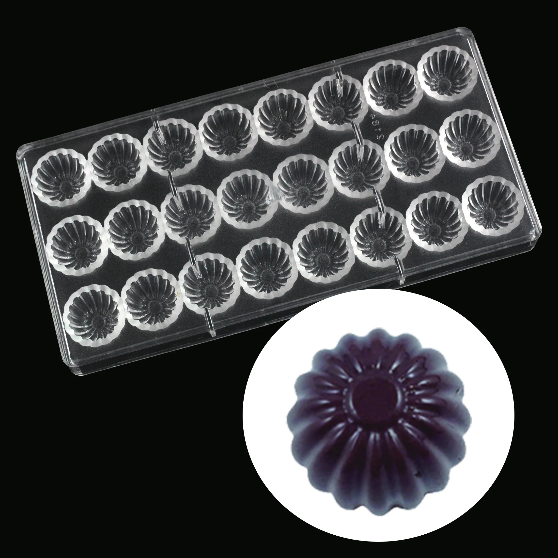 

24 Holes Chrysanthemum Flower Cake Decorating Mold,Polycarbonate Chocolate Mold Candy Confectionery Tool Pastry Baking Mould