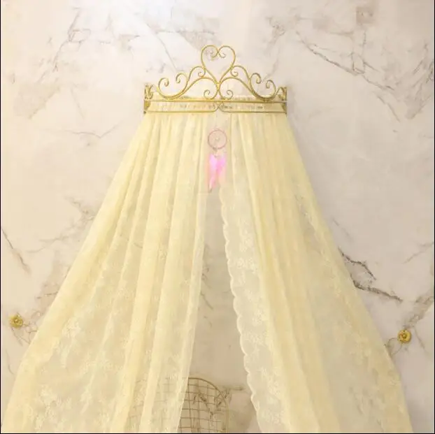 Princess Crown bed curtain lace bedside curtain screen ceiling dome mosquito net Royal Korean wedding decoration bed curtain