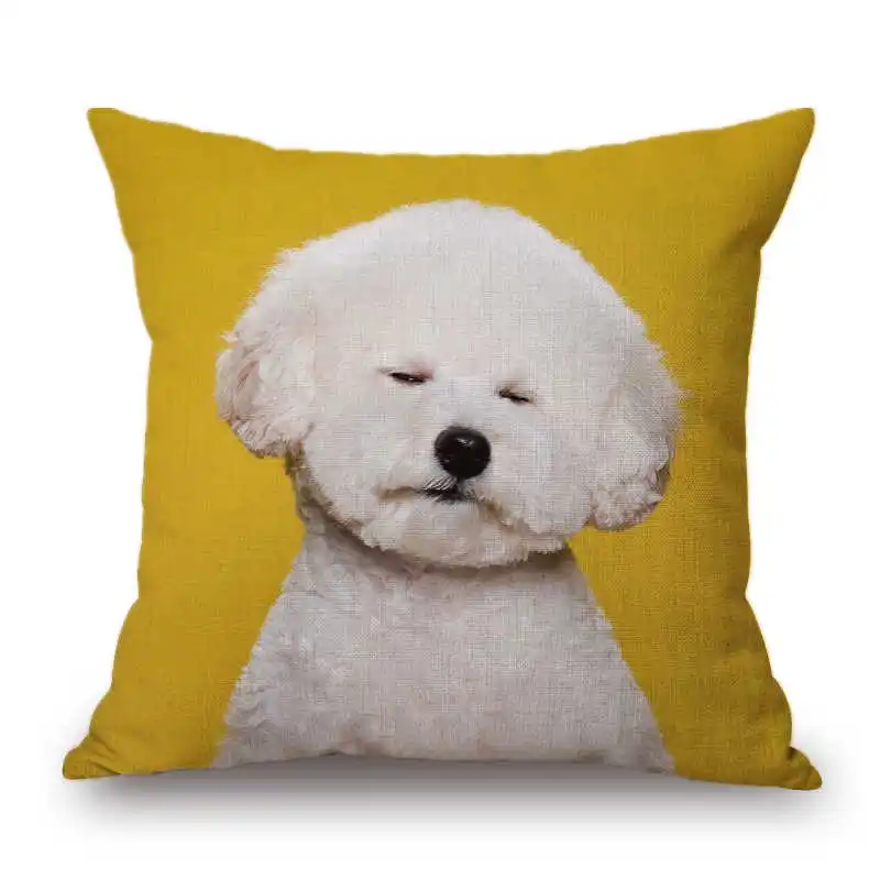 Bichon Frise, хлопковый льняной чехол для подушки, дивана, поясная наволочка, домашний декор