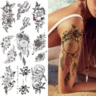 Ловец снов, Подсолнух, временная татуировка для женщин, девушек, черные лотосы, корсс, татуировки, наклейки, птицы Drearmcatcher, искусственная татуировка, наклейка