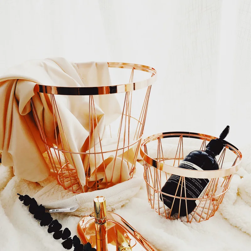 

Rose gold metal plating multi - functional fashion collection basket