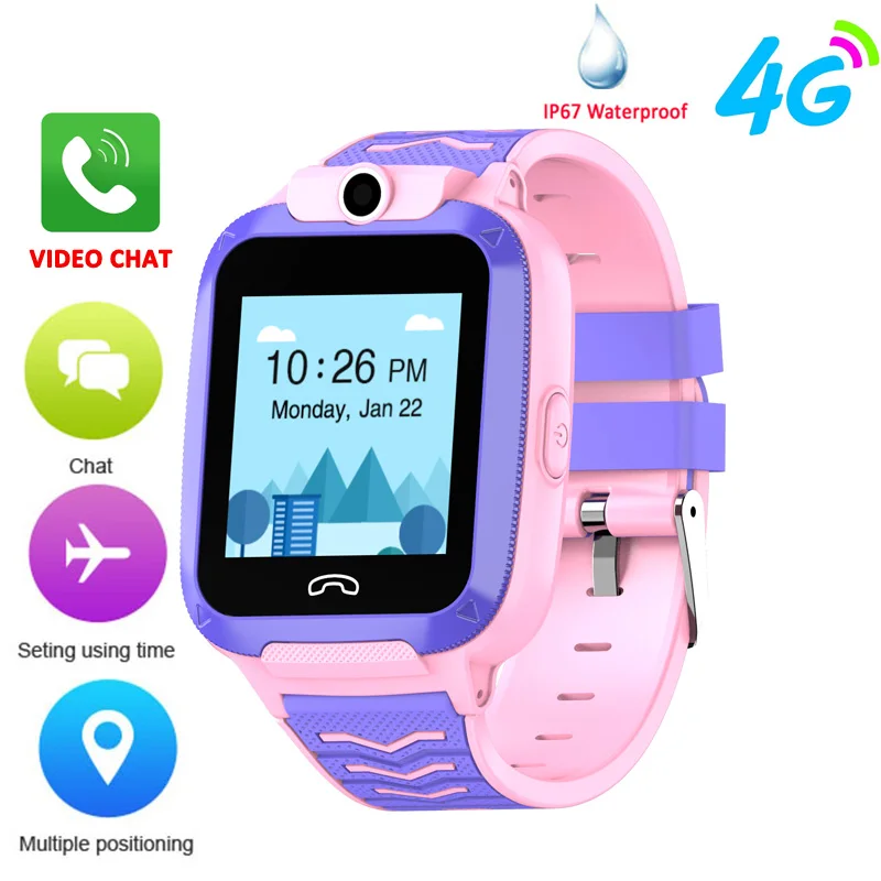 pink Детские Смарт-часы, 4G, gps, Wi-Fi, отслеживание видео звонков, водонепроницаемые, SOS, голосовой чат, детские часы Q51 для маленьких мальчиков и девочек, умные часы - Цвет: pink