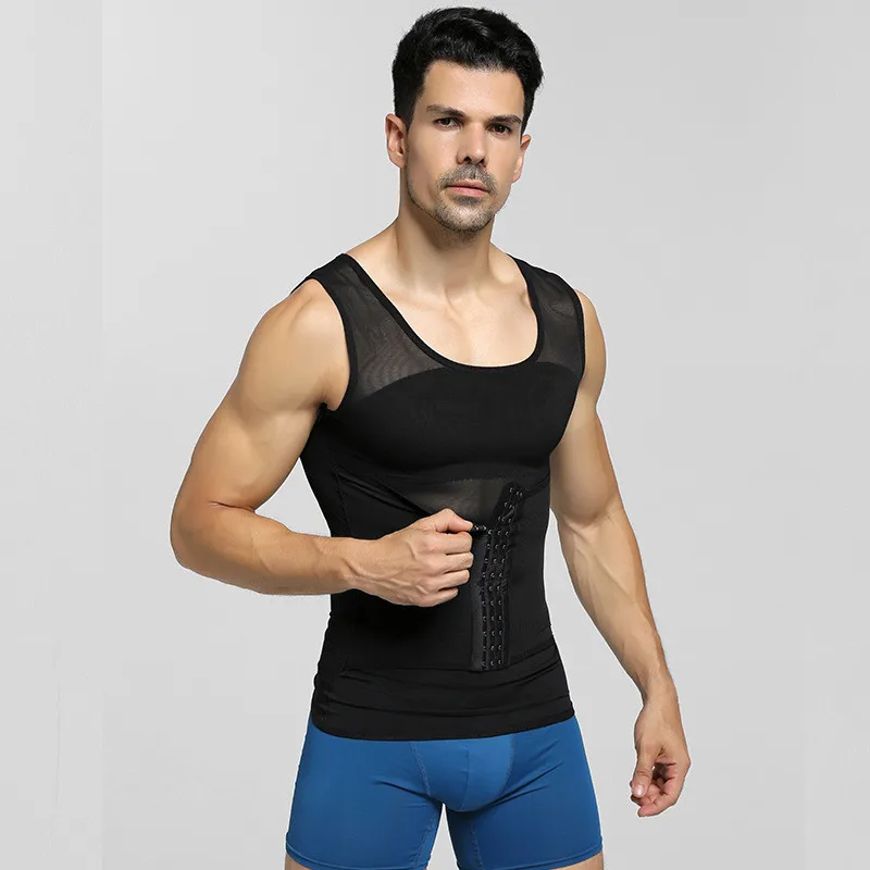 Мужской компрессионный жилет для живота похудения Корректирующее белье мужчин