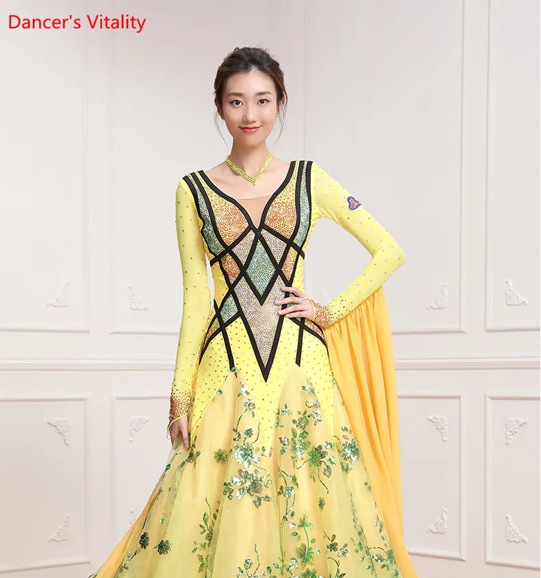 Modern Dance Racing Performance Costume High-end Sparkling Diamond Sequin Dress Waltz Ballroom National Standard Jazz Dance Wear