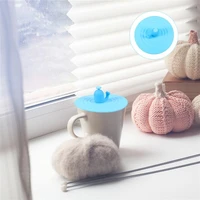 2pcs silicone mug covers dustproof universal cup lids with spoon holder