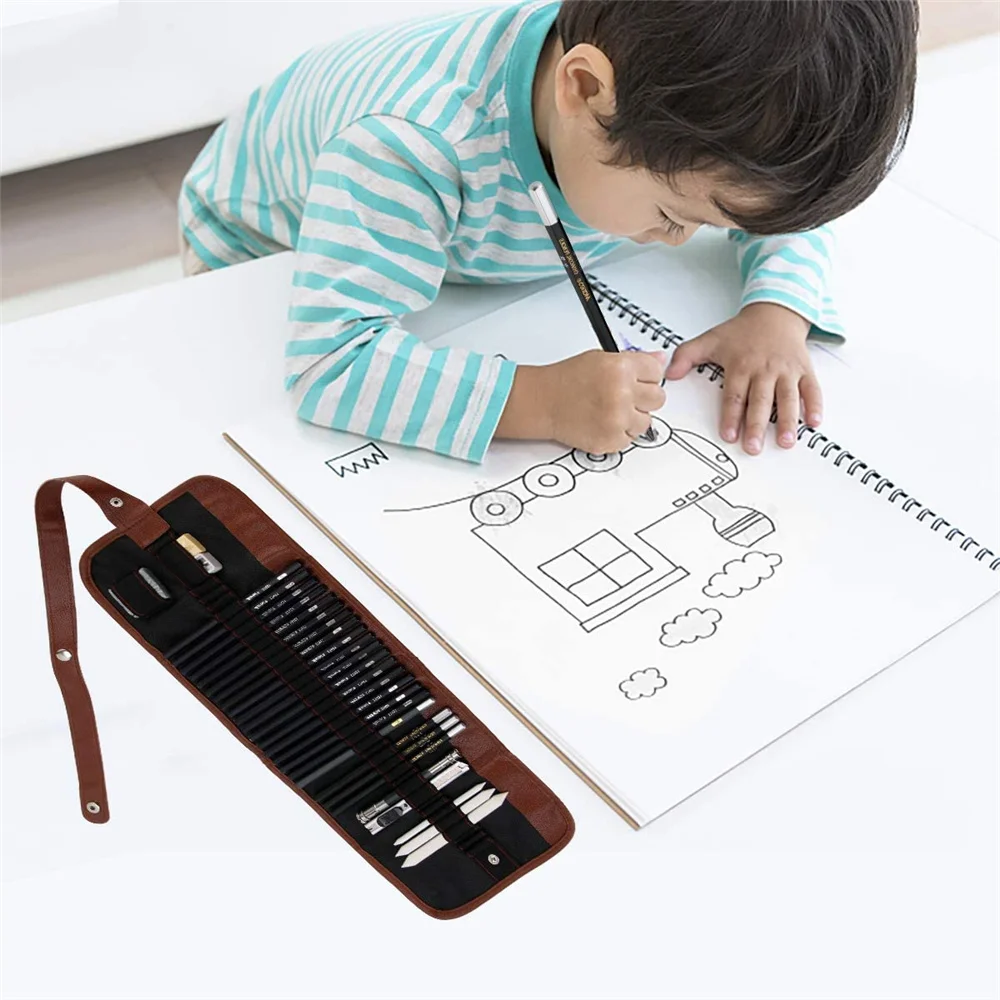 

30Pcs/Set Professional Beginner Sketch Pencil Drawing Kit Wood Pencil Bags For Painter School Students Art Stationery Supplies
