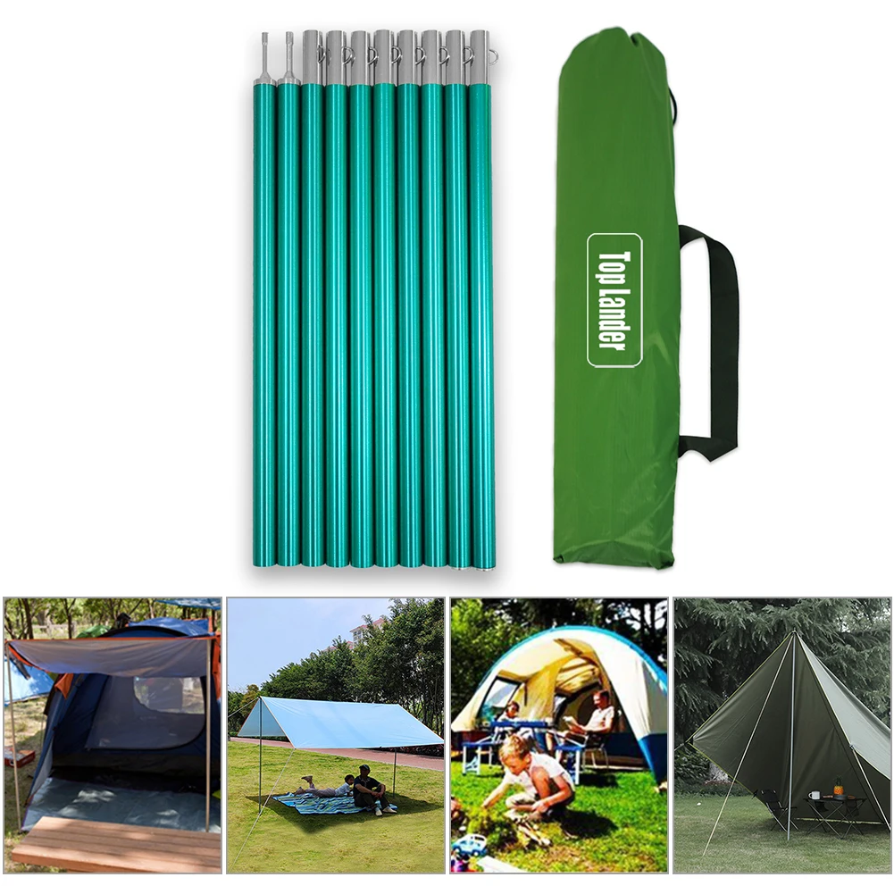 

10pcs 1.9m Tent Awning Pole Awning Tarp Tent Support Rod Adjustable Outdoor Camping Hiking Beach Canopy Sunshade Poles Accessor