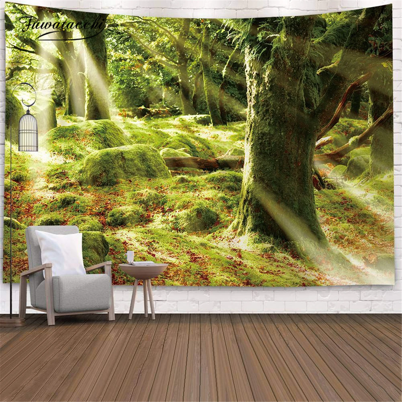 

Fuwatacchi Landscape Plant Printed Tapestry Wall Hanging Nordic Home Living Room Bedroom Fabric Hanging Painting Decoration