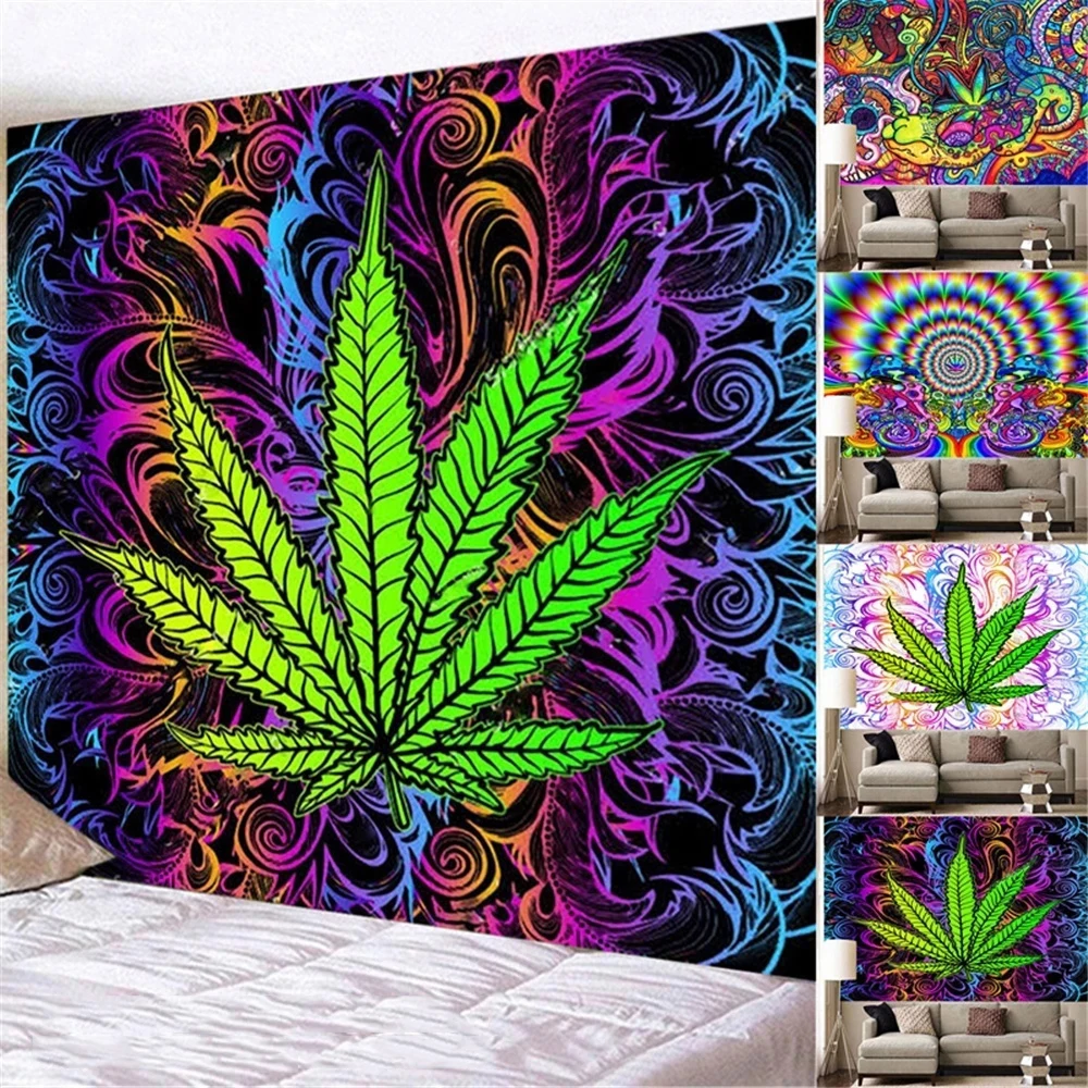 New 3D Print Maple Leaf Tapestry Wall Hanging Mandala Cloth Psychedelic Art Tapiz Bohemian Curtains |