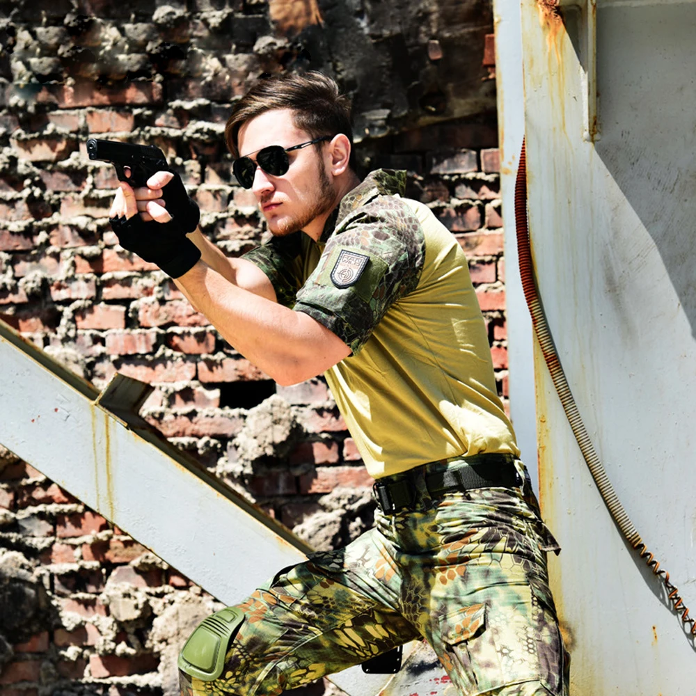 Тактическая Военная форма Летняя короткая рубашка армейская Боевая тактические