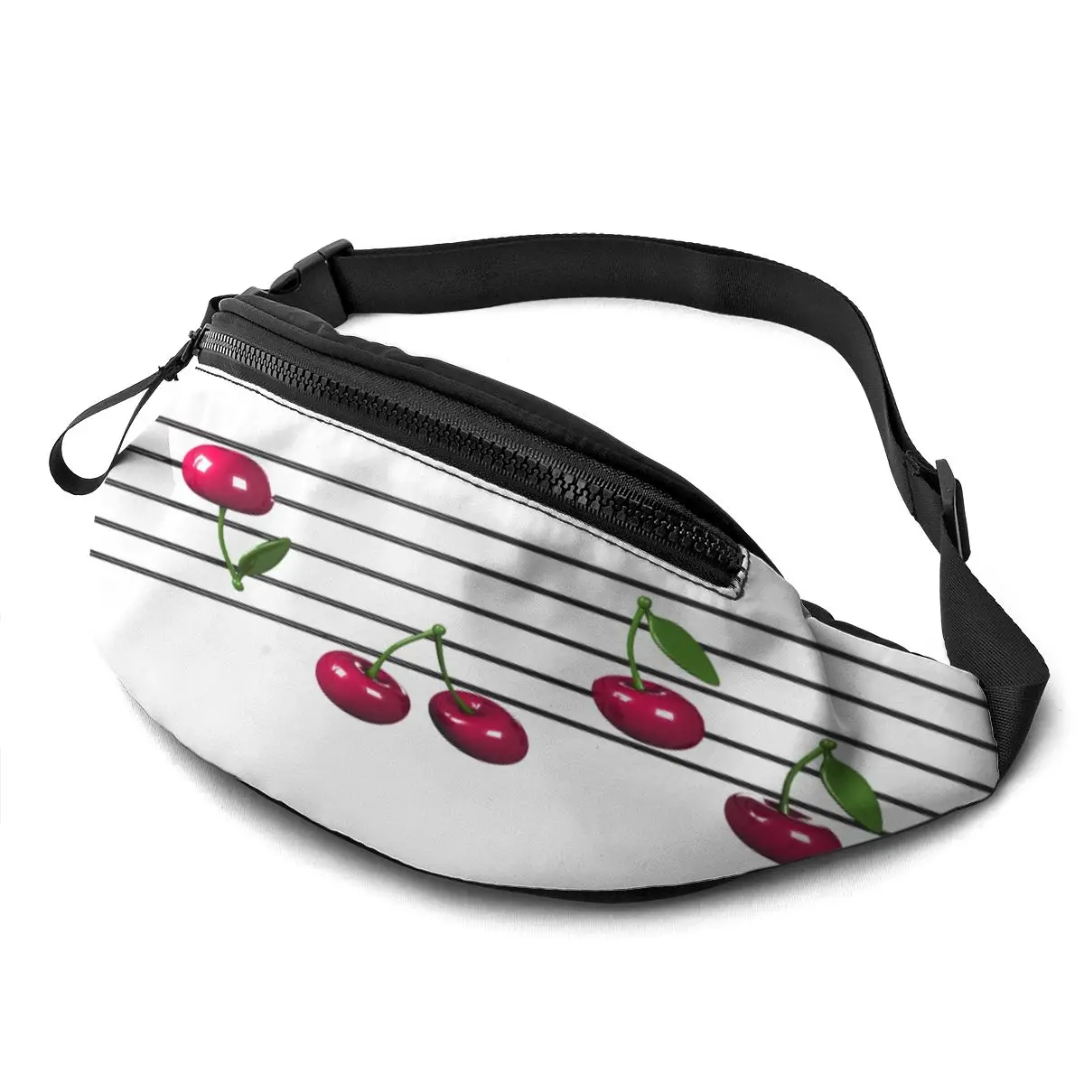 

Забавная поясная сумка для мужчин и женщин, забавная 3d-сумка для музыкальных заметок в форме вишни, большая походная сумка с регулируемым ре...