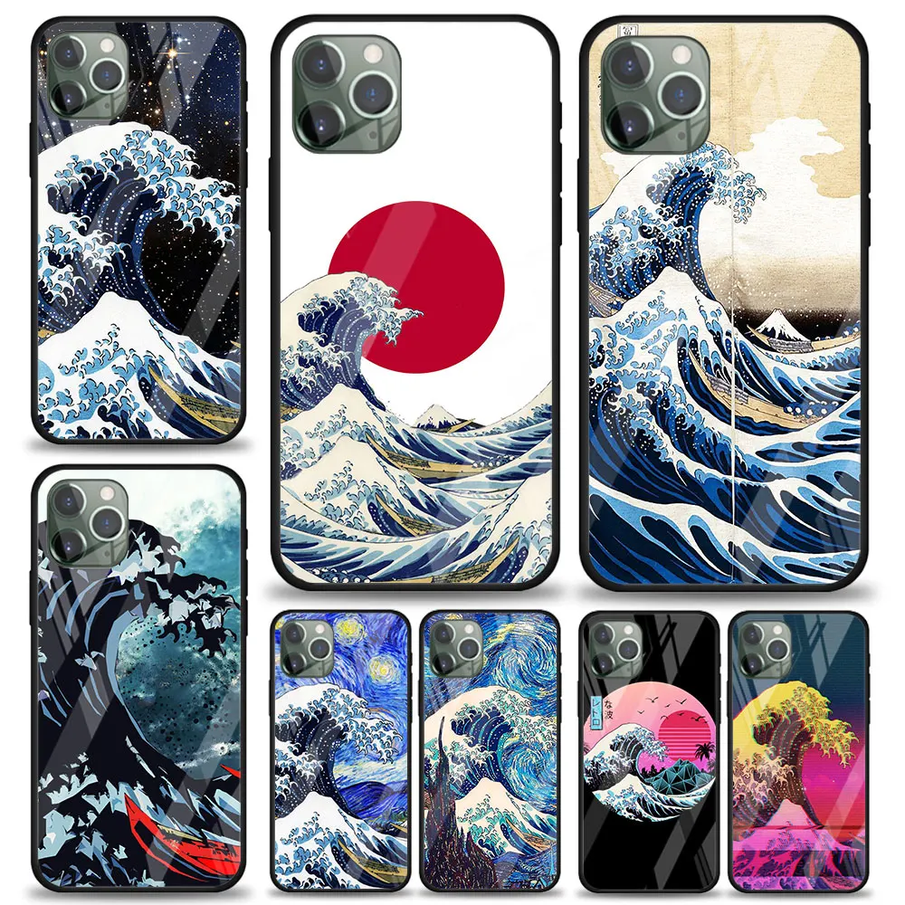 

The Great Wave off Kanagawa for Apple iPhone 12 Pro Max Mini 11 Pro XS Max X XR 6S 6 7 8 Plus Luxury Tempered Glass Phone Case