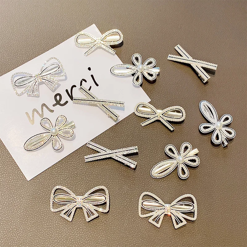 

New Women Elegant Luxury Crystals Pearls Bow Flower Hairpins Sweet Headband Hair Clips Barrettes Fashion Hair Accessories